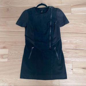 BCBG size XS Black suede panel dress with front zippers